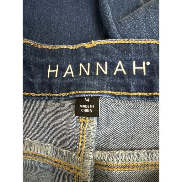 Hannah Size 14 Dark Wash Jeans Raw Hem Super Soft & Stretchy Very Flattering - Picture 3 of 6